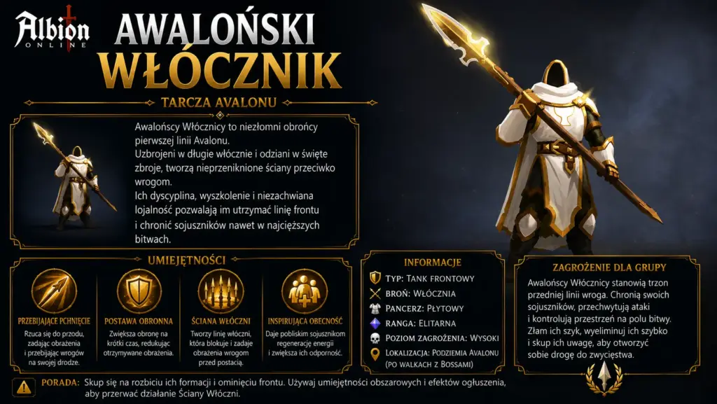 Poradnik po Lochach Awalońskich – bossowie buildy i moby 12 Awaloński Włócznik Albion Online – elitarny przeciwnik z Awalońskich Lochów używający włóczni, skoków i mechanik rozbijających pulle