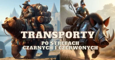 sety transportowe po czarnych czerwonych strefach niedzwiedzie dziki konie