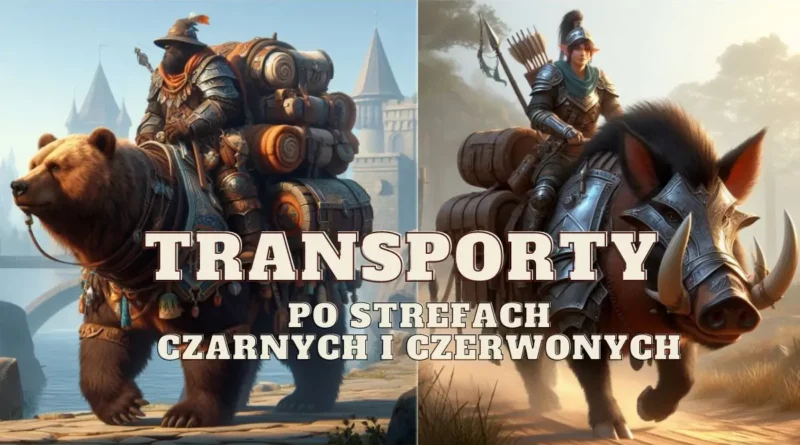 sety transportowe po czarnych czerwonych strefach niedzwiedzie dziki konie